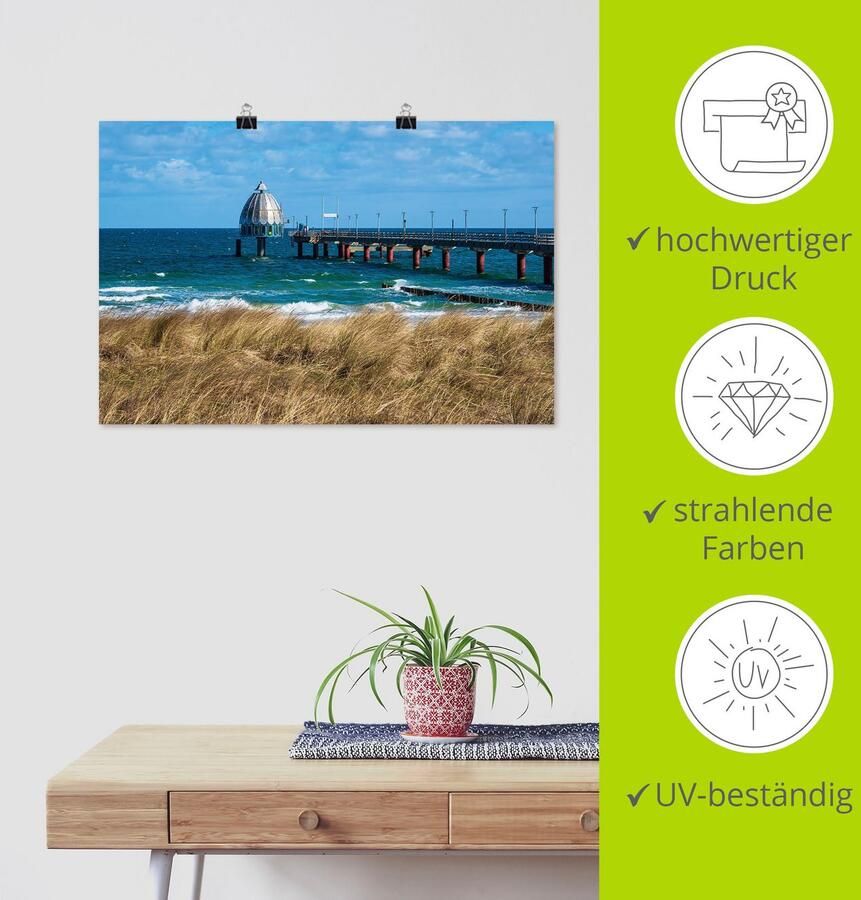 Artland Poster Pier aan de Oostzeekust in Zingst als artprint van aluminium artprint op linnen muursticker of poster in verschillende maten - Foto 4