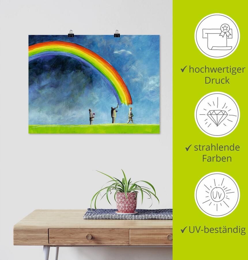 Artland Poster Regenboog schilderen als artprint op linnen muursticker of poster in verschillende maten - Foto 4