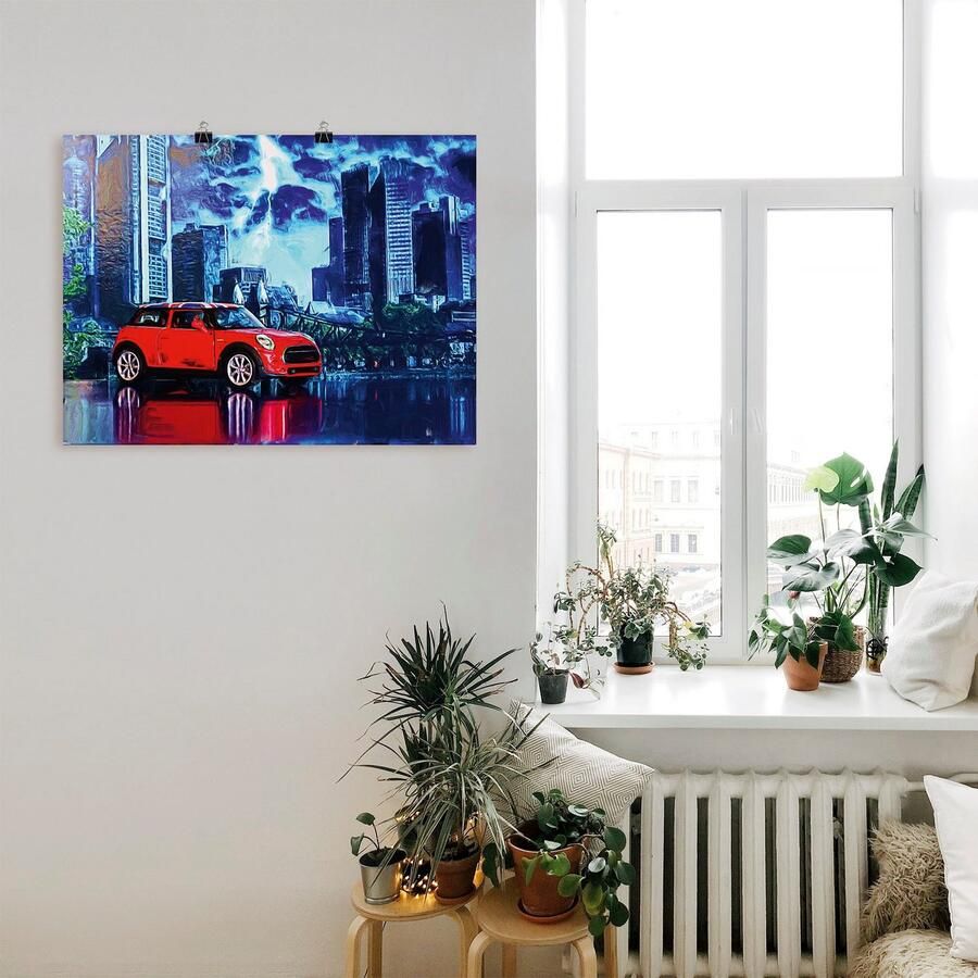 Artland Poster 's nachts in de stad als artprint van aluminium artprint op linnen muursticker of poster in verschillende maten - Foto 2