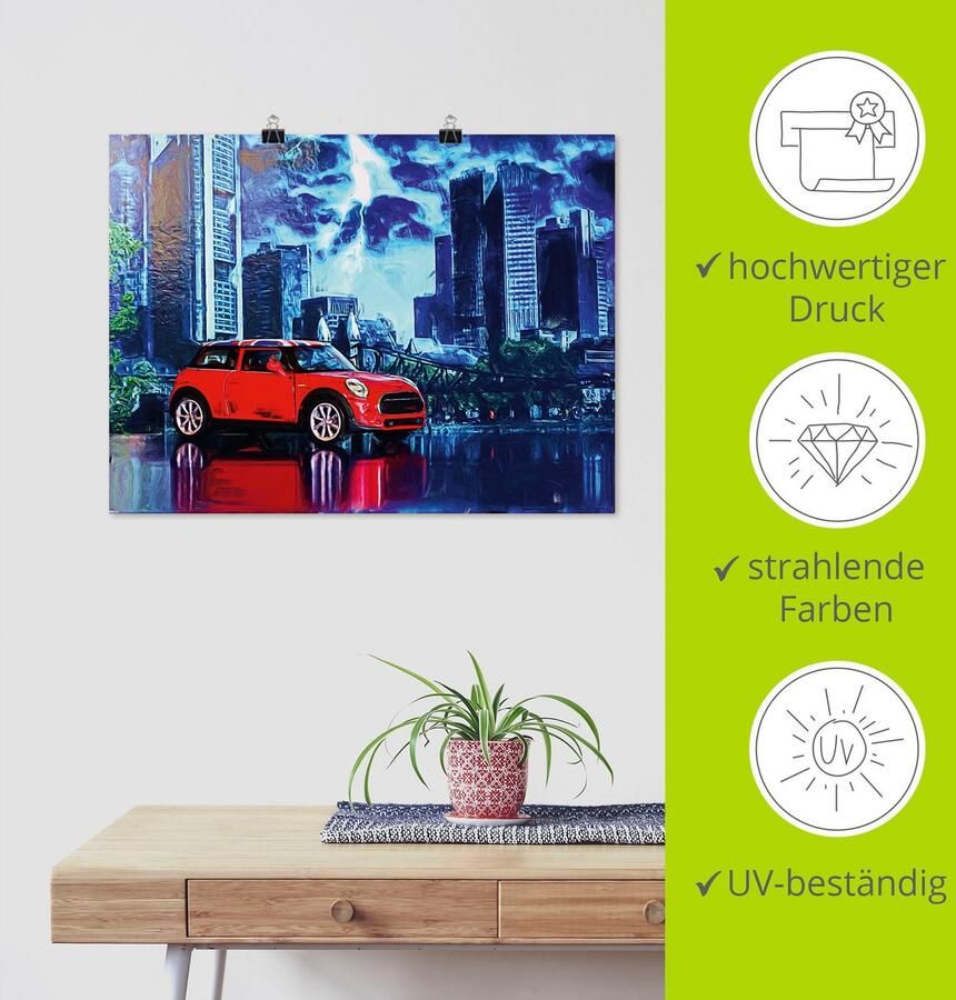 Artland Poster 's nachts in de stad als artprint van aluminium artprint op linnen muursticker of poster in verschillende maten - Foto 4