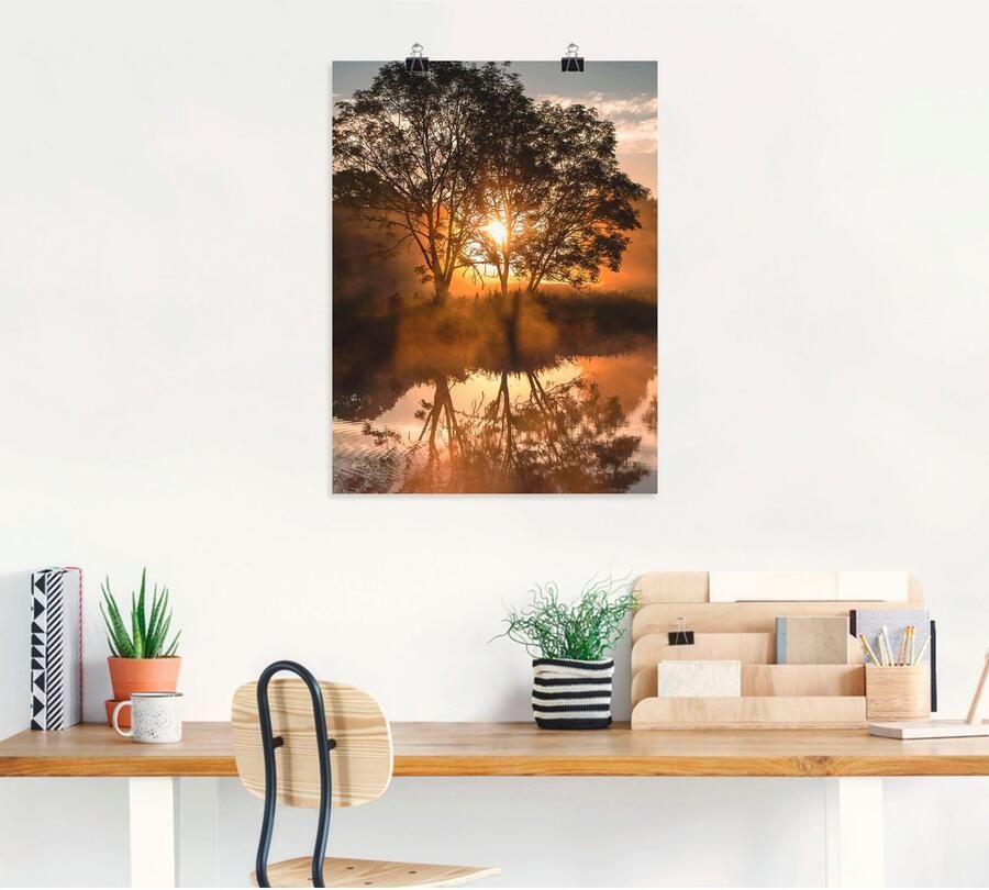 Artland Poster S Ochtends vroeg als de dag ontwaakt als artprint van aluminium artprint op linnen muursticker of poster in verschillende maten - Foto 4