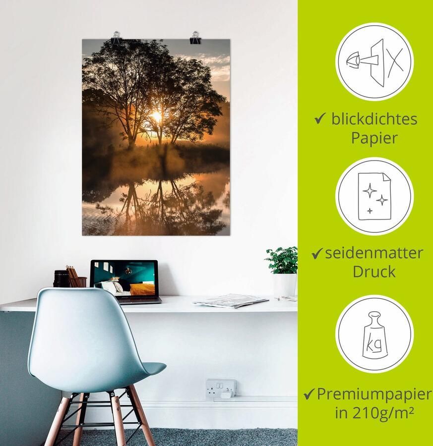 Artland Poster S Ochtends vroeg als de dag ontwaakt als artprint van aluminium artprint op linnen muursticker of poster in verschillende maten - Foto 2