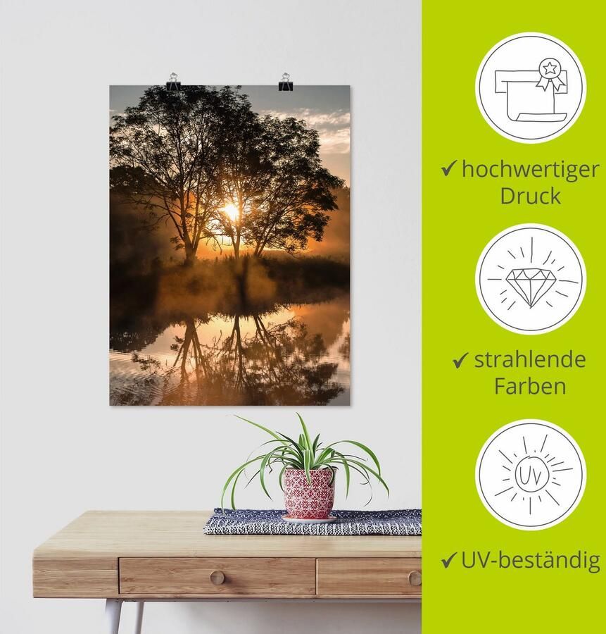 Artland Poster S Ochtends vroeg als de dag ontwaakt als artprint van aluminium artprint op linnen muursticker of poster in verschillende maten - Foto 3