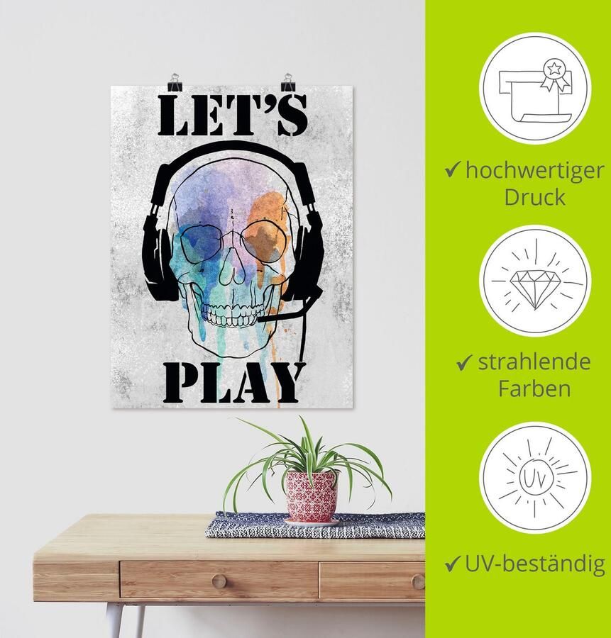 Artland Poster Schedel spellen I als artprint van aluminium artprint op linnen muursticker of poster in verschillende maten - Foto 4