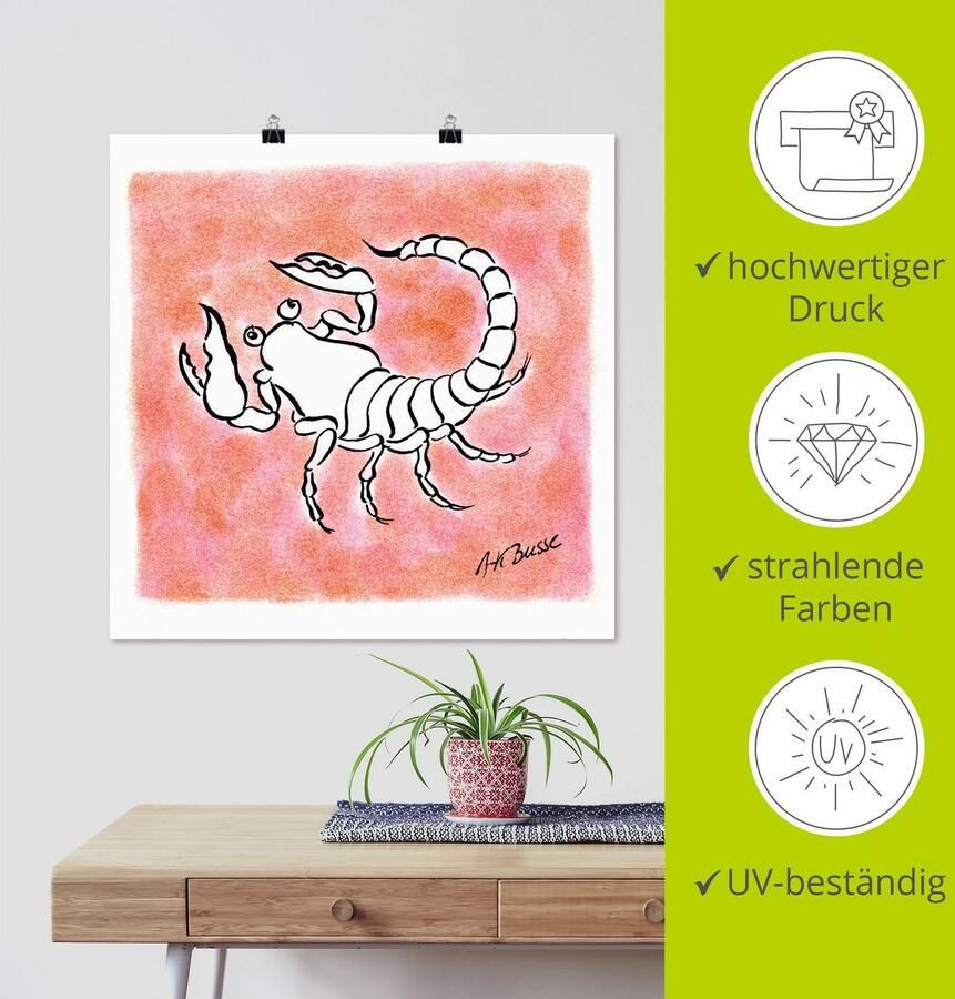 Artland Poster Serie sterrenbeeld schorpioen als artprint op linnen muursticker of poster in verschillende maten - Foto 3