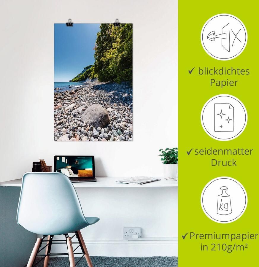 Artland Poster Stenen aan de Oostzeekust eiland Rügen als artprint van aluminium artprint op linnen muursticker of poster in verschillende maten - Foto 2