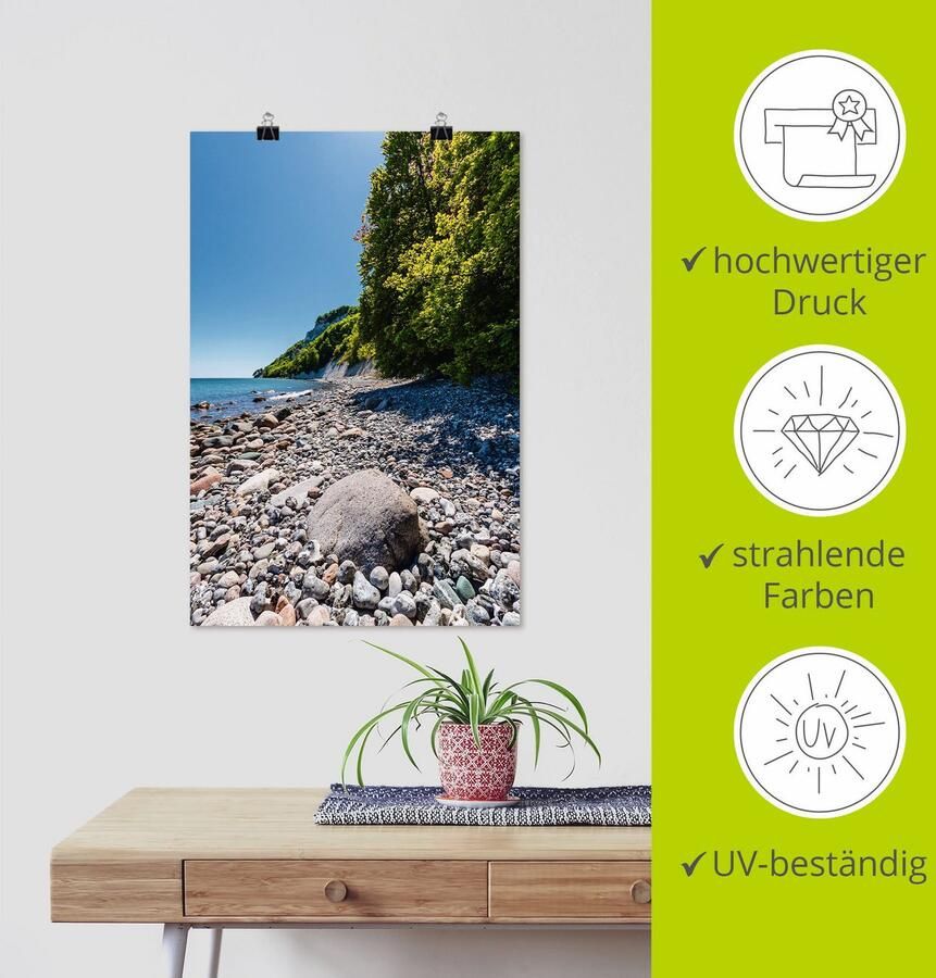 Artland Poster Stenen aan de Oostzeekust eiland Rügen als artprint van aluminium artprint op linnen muursticker of poster in verschillende maten - Foto 3