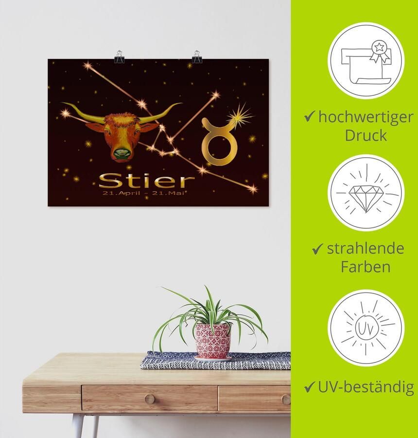 Artland Poster Sterrenbeeld stier - Foto 3