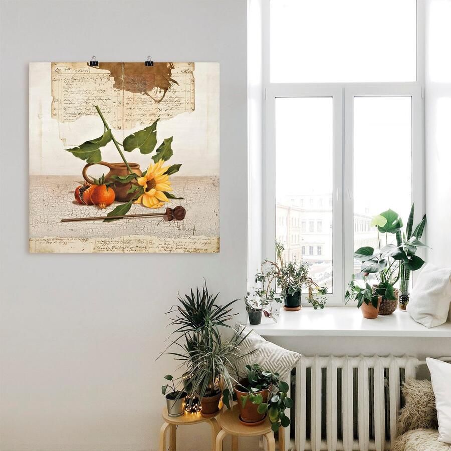 Artland Poster Stilleven met zonnebloemen als artprint op linnen muursticker of poster in verschillende maten
