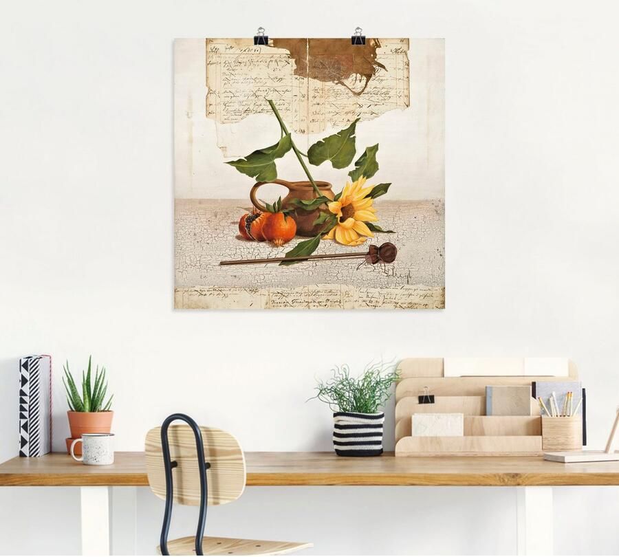 Artland Poster Stilleven met zonnebloemen als artprint op linnen muursticker of poster in verschillende maten - Foto 4