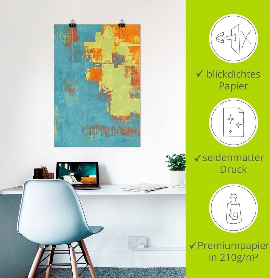 Artland Poster Sun lit Boulevard I _turquoise-groen-oranje als artprint van aluminium artprint op linnen muursticker of poster in verschillende maten - Foto 3