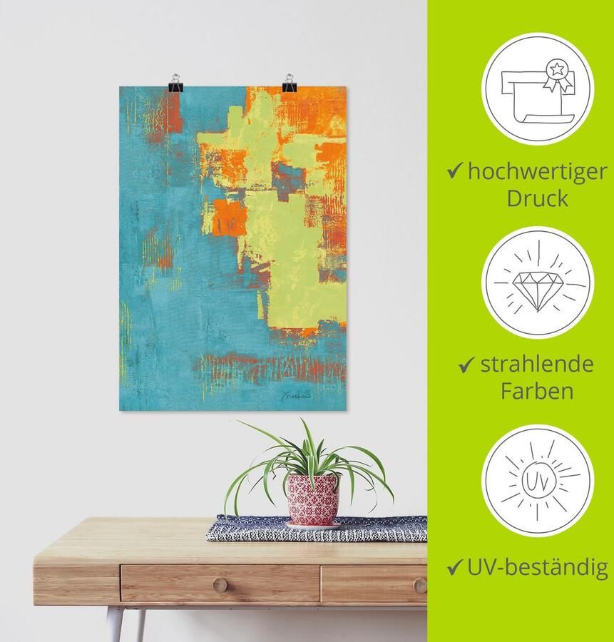 Artland Poster Sun lit Boulevard I _turquoise-groen-oranje als artprint van aluminium artprint op linnen muursticker of poster in verschillende maten - Foto 4