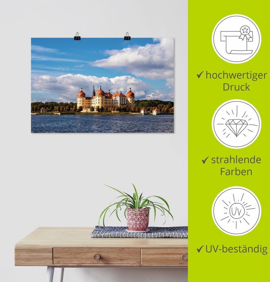 Artland Poster Uitzicht op kasteel Moritzburg in Saksen als artprint van aluminium artprint op linnen muursticker of poster in verschillende maten - Foto 3
