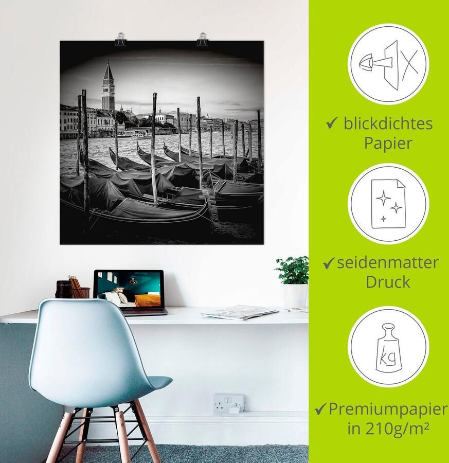 Artland Poster Venetië Canal Grande & Markustoren II als artprint van aluminium artprint op linnen muursticker of poster in verschillende maten - Foto 2