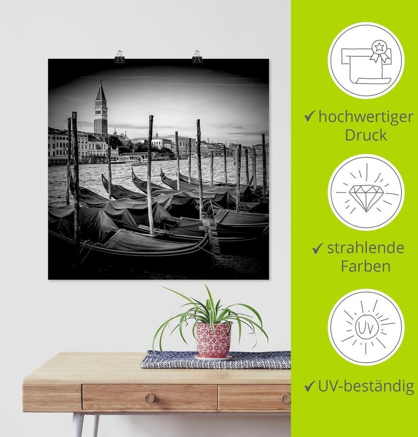 Artland Poster Venetië Canal Grande & Markustoren II als artprint van aluminium artprint op linnen muursticker of poster in verschillende maten - Foto 3