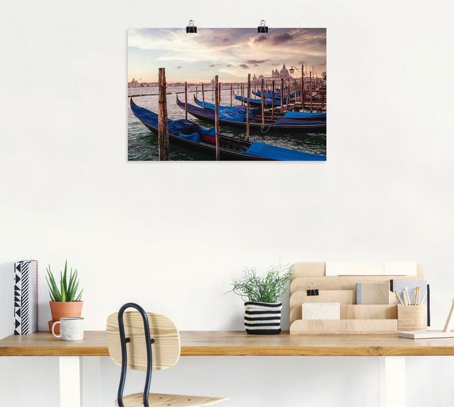 Artland Poster Venetië gondels als artprint van aluminium artprint op linnen muursticker of poster in verschillende maten - Foto 4