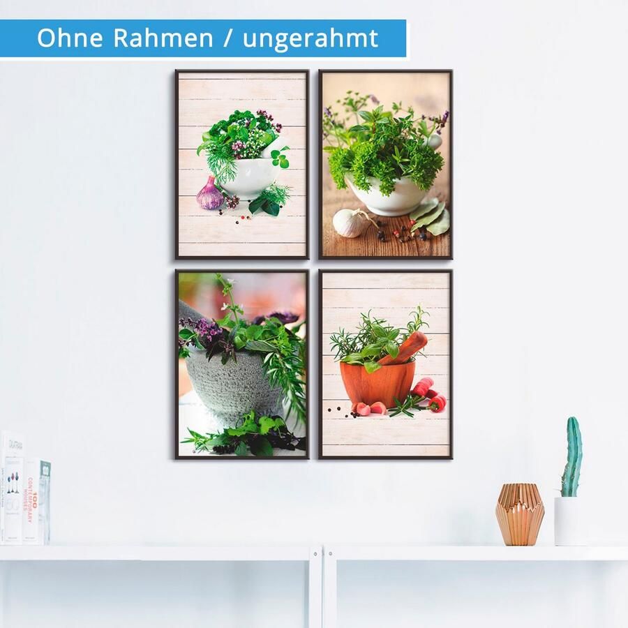 Artland Poster Verse kruiden en specerijen Poster artprint wandposter (4 stuks)