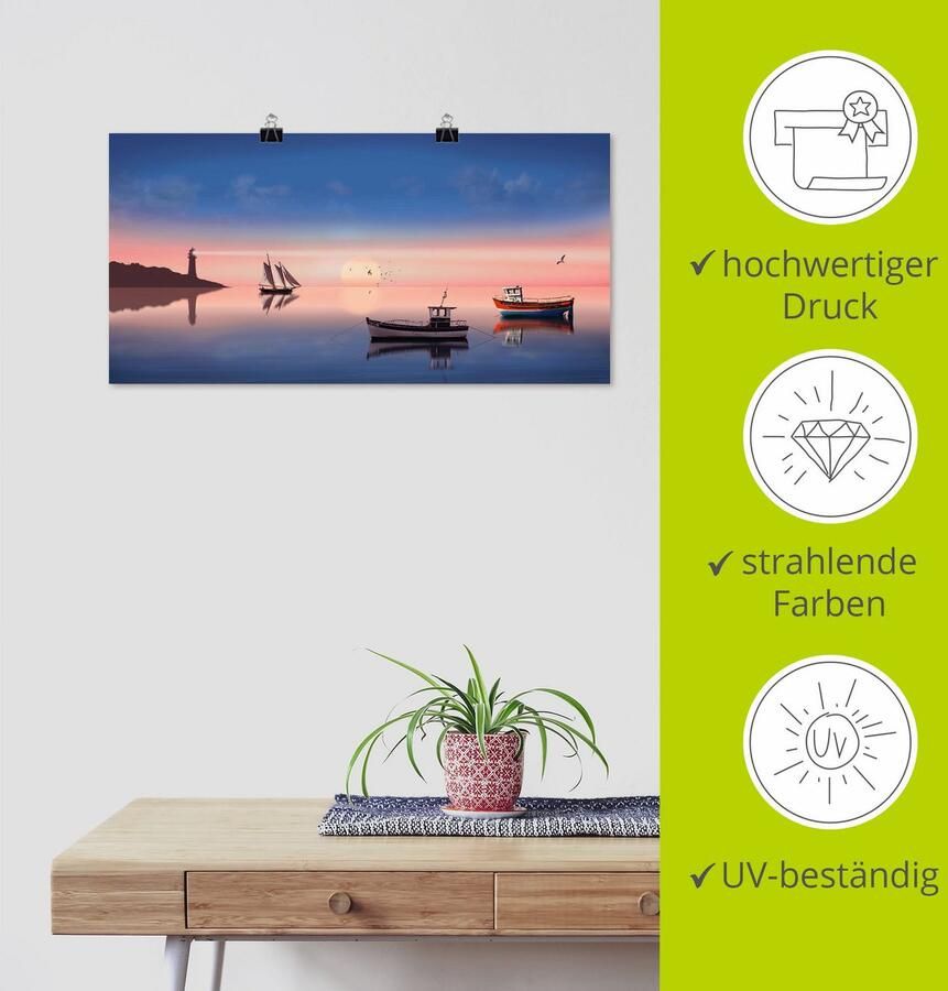 Artland Poster Vissersboten als artprint op linnen muursticker of poster in verschillende maten - Foto 3