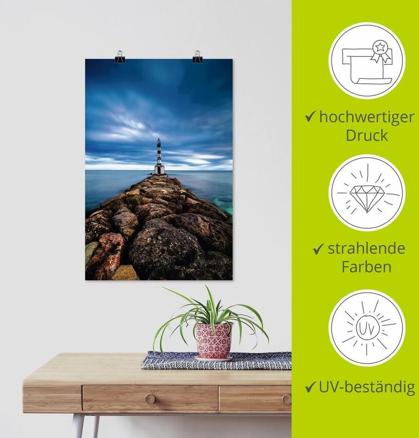 Artland Poster Vuurtoren aan de Atlantische Oceaan als artprint van aluminium artprint op linnen muursticker of poster in verschillende maten - Foto 3