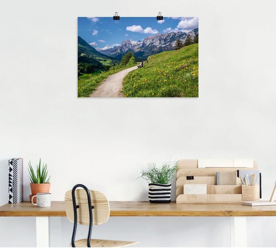 Artland Poster Wandelweg bij Ramsau in Opper-Beieren als artprint van aluminium artprint op linnen muursticker of poster in verschillende maten - Foto 4