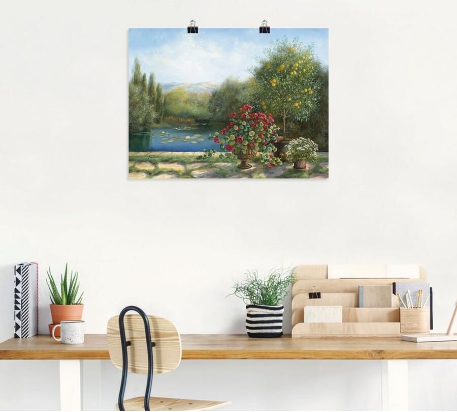 Artland Poster Waterlelievijver als artprint van aluminium artprint op linnen muursticker of poster in verschillende maten - Foto 4