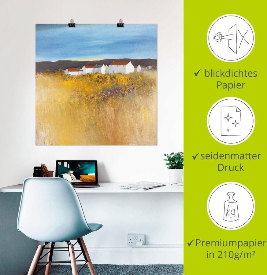 Artland Poster Zomers veld als artprint op linnen muursticker of poster in verschillende maten - Foto 2