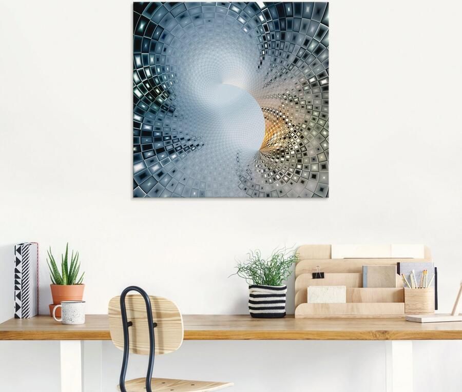 Artland Print op glas Abstract in blauw & goudkleur - Foto 6
