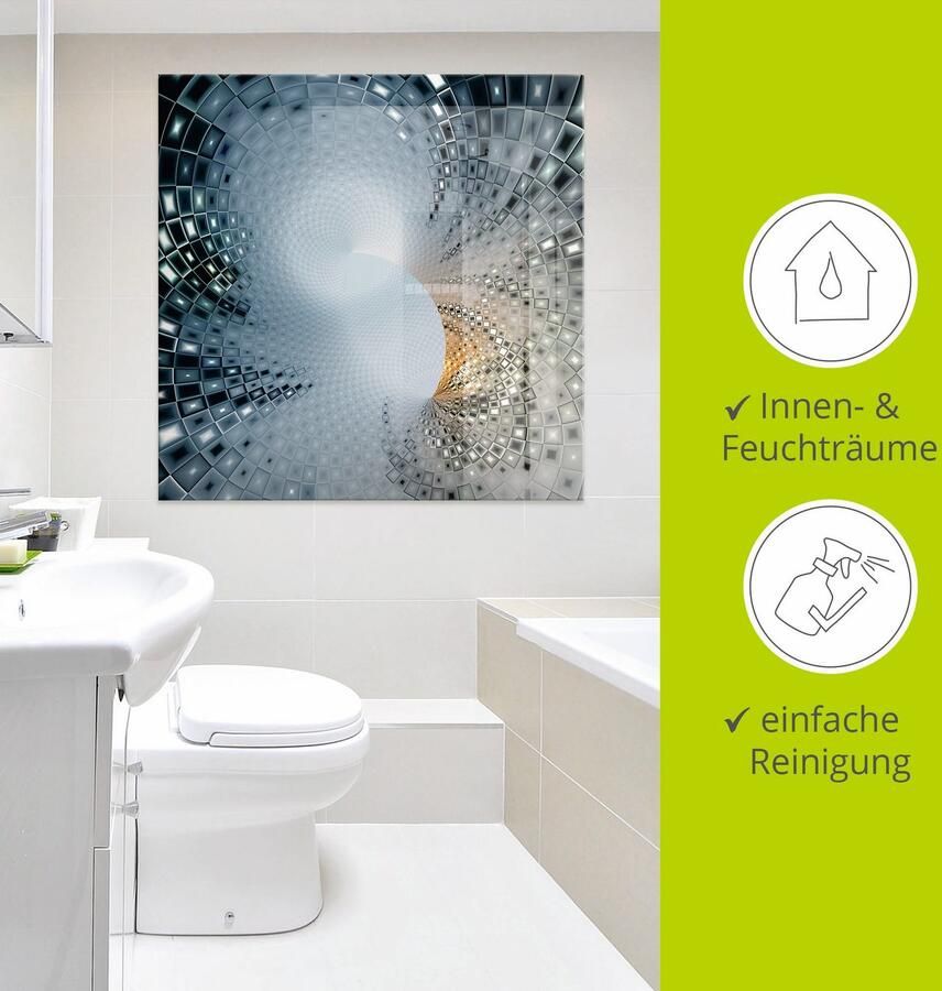 Artland Print op glas Abstract in blauw & goudkleur - Foto 3