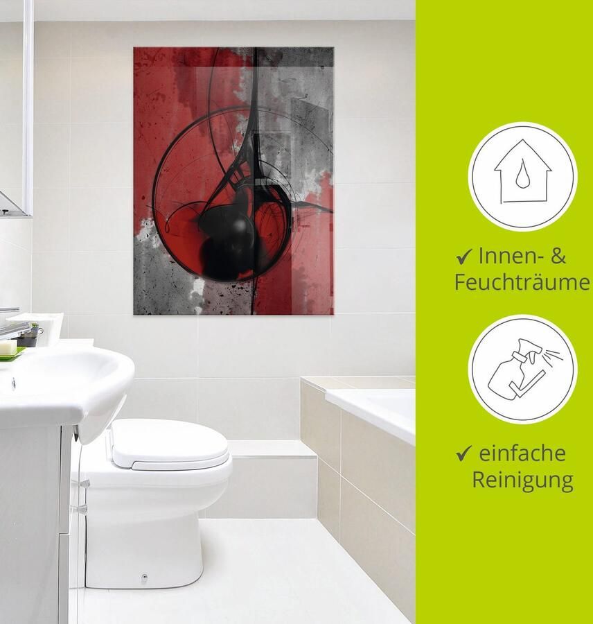 Artland Print op glas Abstract in rood en zwart - Foto 3