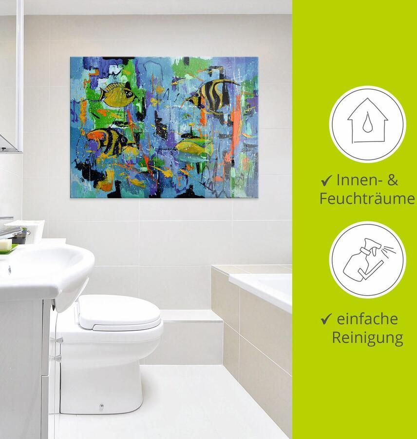 Artland Print op glas Abstract vissen blauw in verschillende maten - Foto 3