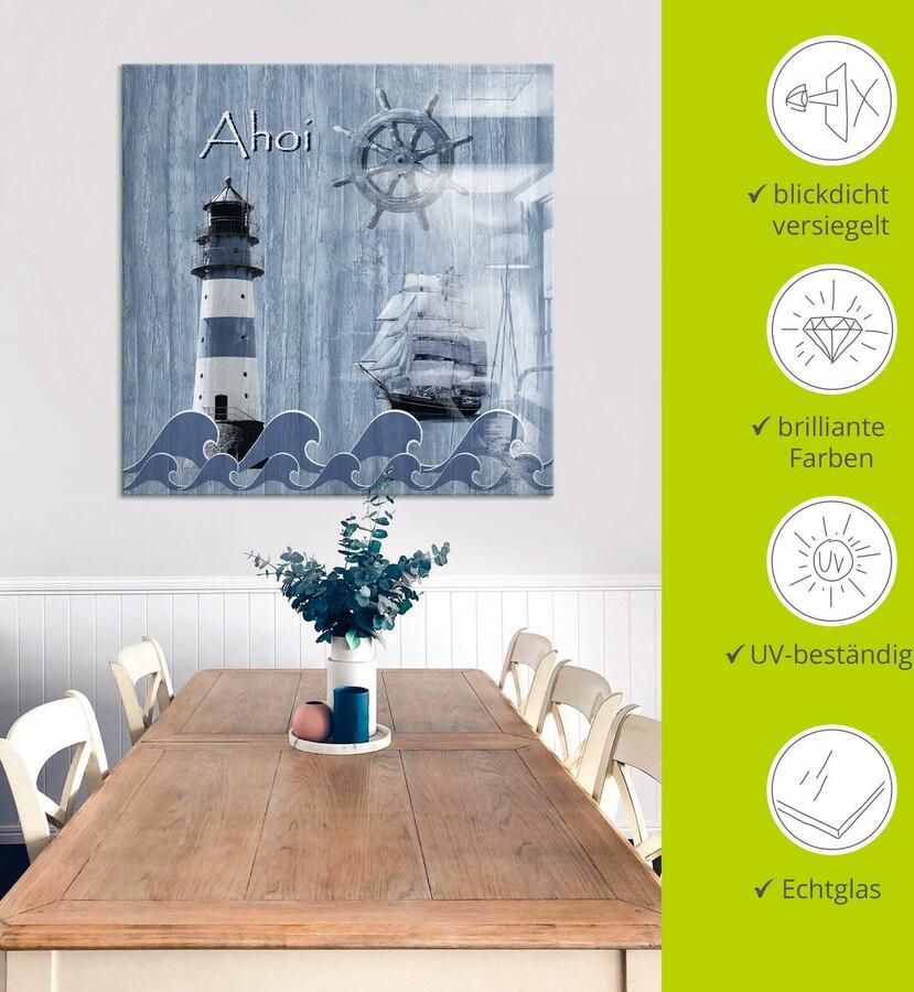 Artland Print op glas Ahoy in maritiem blauw - Foto 4