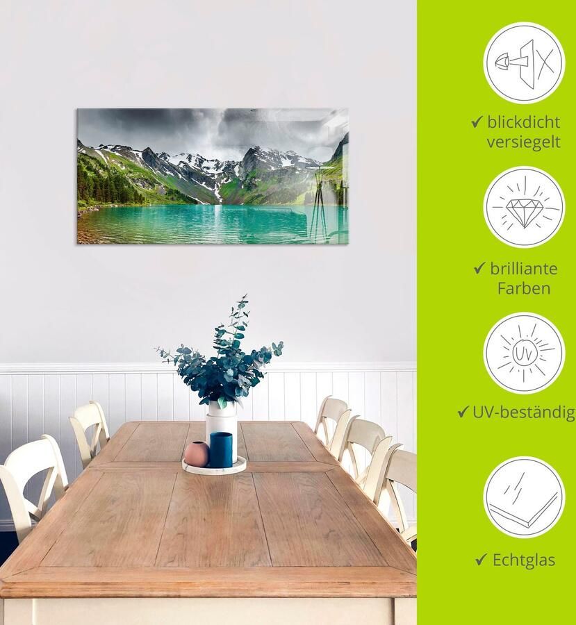 Artland Print op glas Bergmeer in verschillende maten - Foto 3