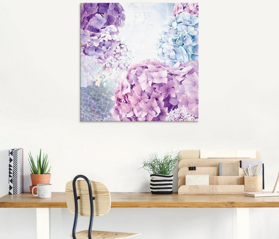 Artland Print op glas Blauw en pink hortensia - Foto 5