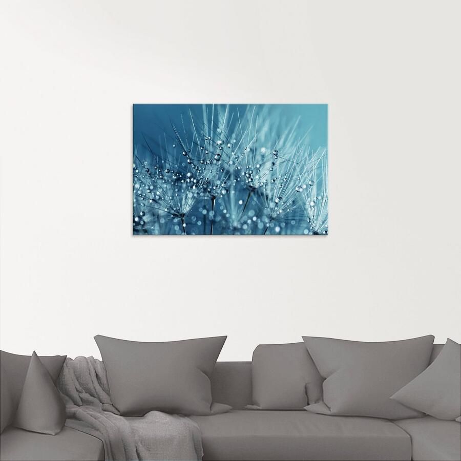 Artland Print op glas Blauwe glinsterende pluizenbol - Foto 2