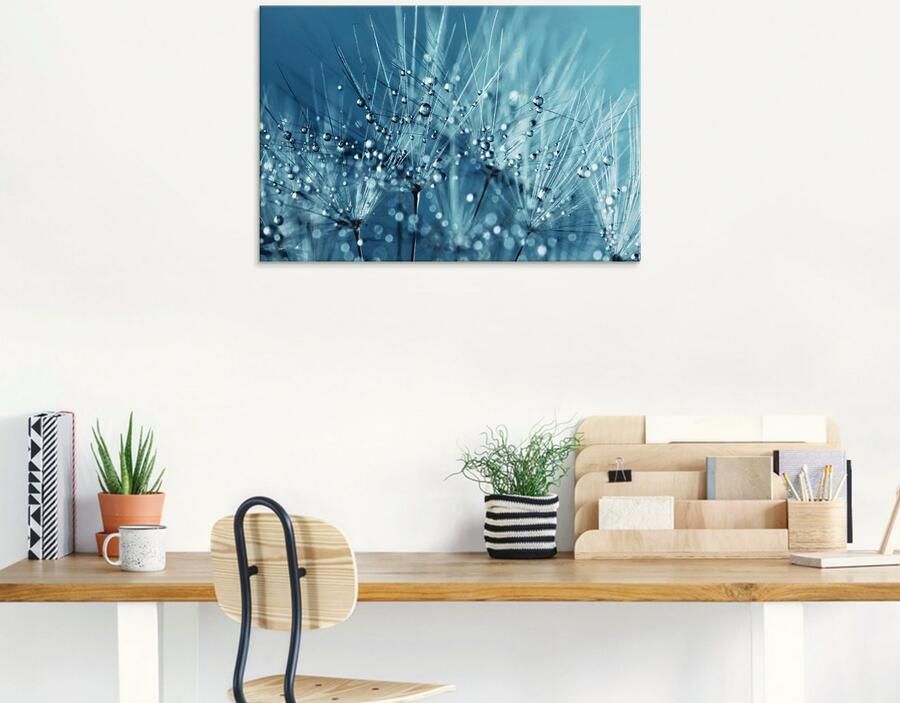 Artland Print op glas Blauwe glinsterende pluizenbol - Foto 6