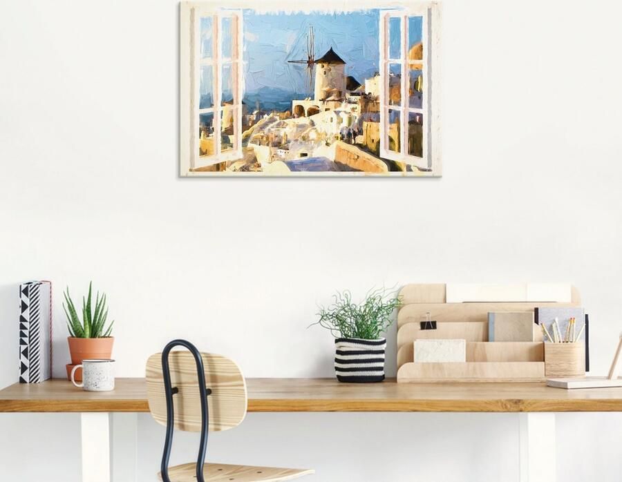 Artland Print op glas Blik door het raam op Santorin - Foto 5