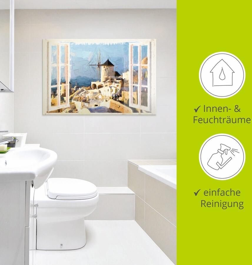 Artland Print op glas Blik door het raam op Santorin - Foto 3