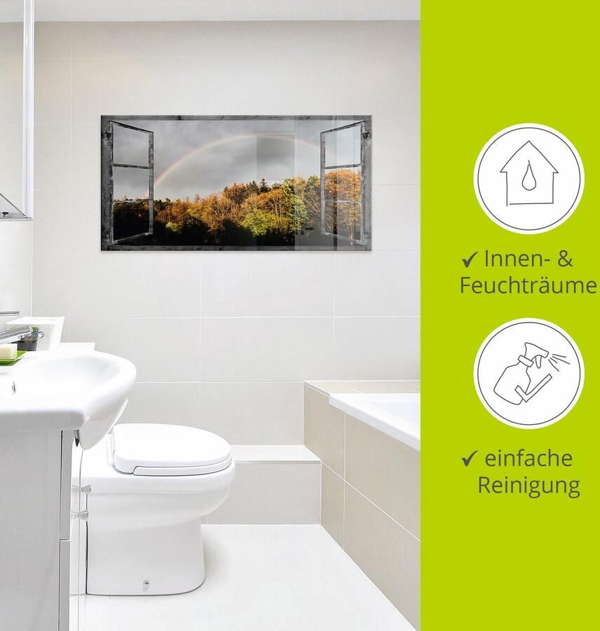 Artland Print op glas Blik uit het venster regenboog - Foto 3