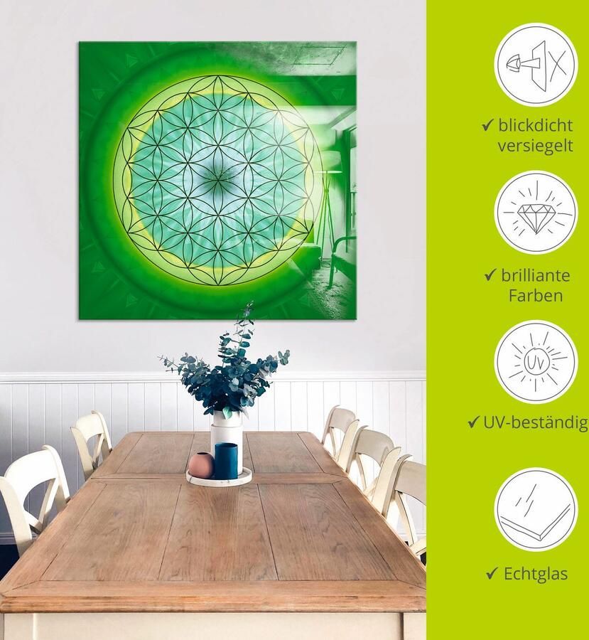 Artland Print op glas Bloem van het leven 3 in verschillende maten - Foto 5