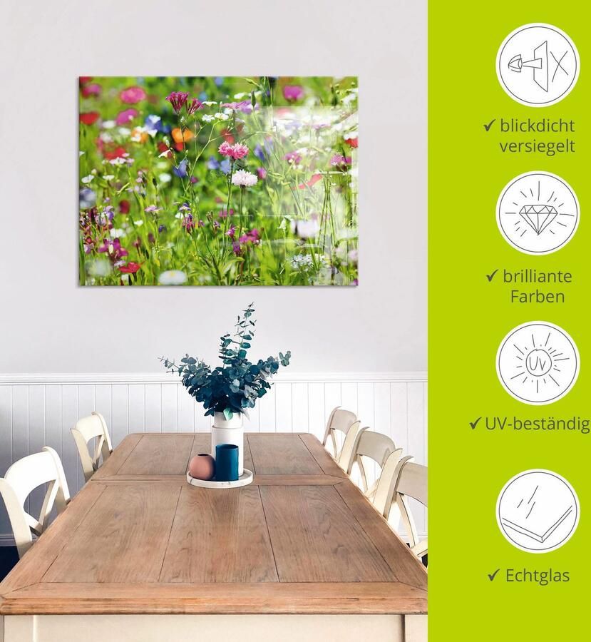 Artland Print op glas Bloemenweide I in verschillende maten - Foto 5