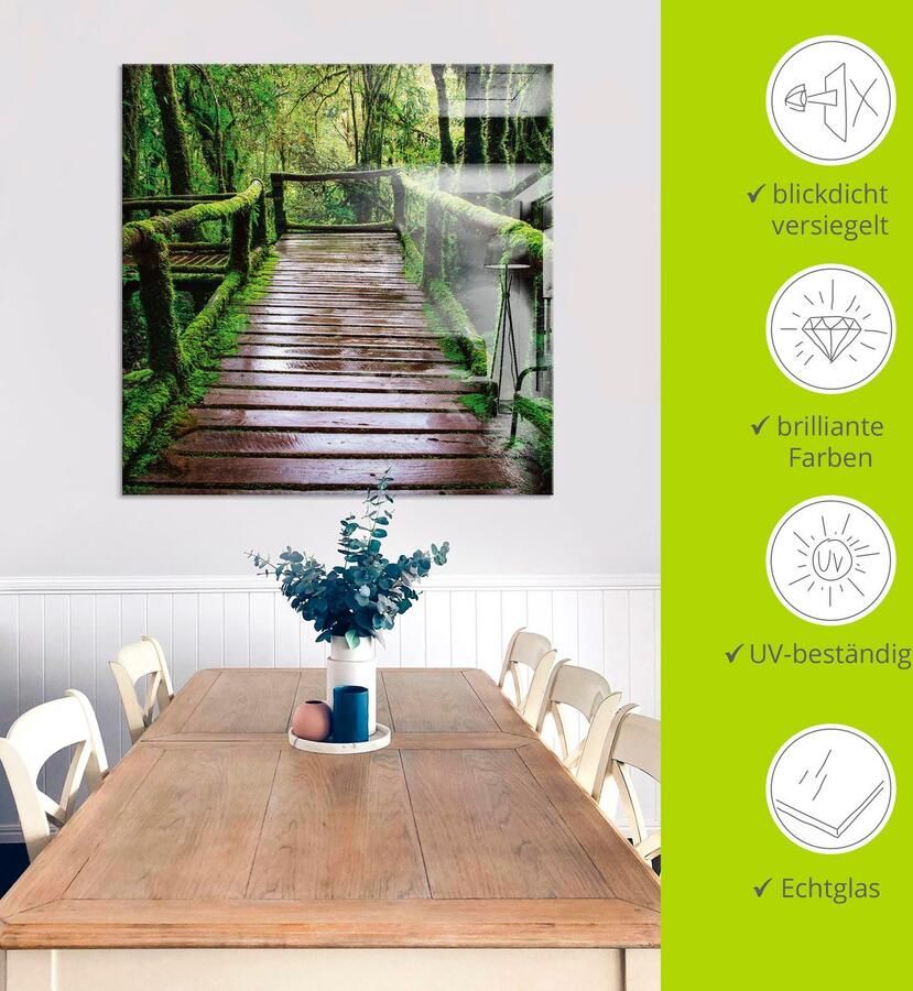 Artland Print op glas Brugpad in het bos in verschillende maten - Foto 3