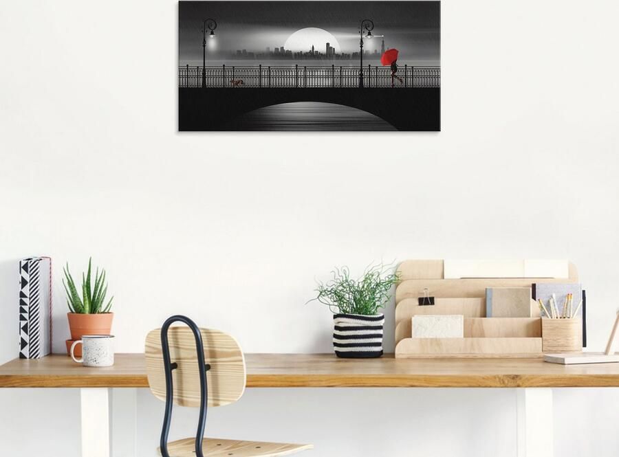 Artland Print op glas De brug in de regen in verschillende maten - Foto 6