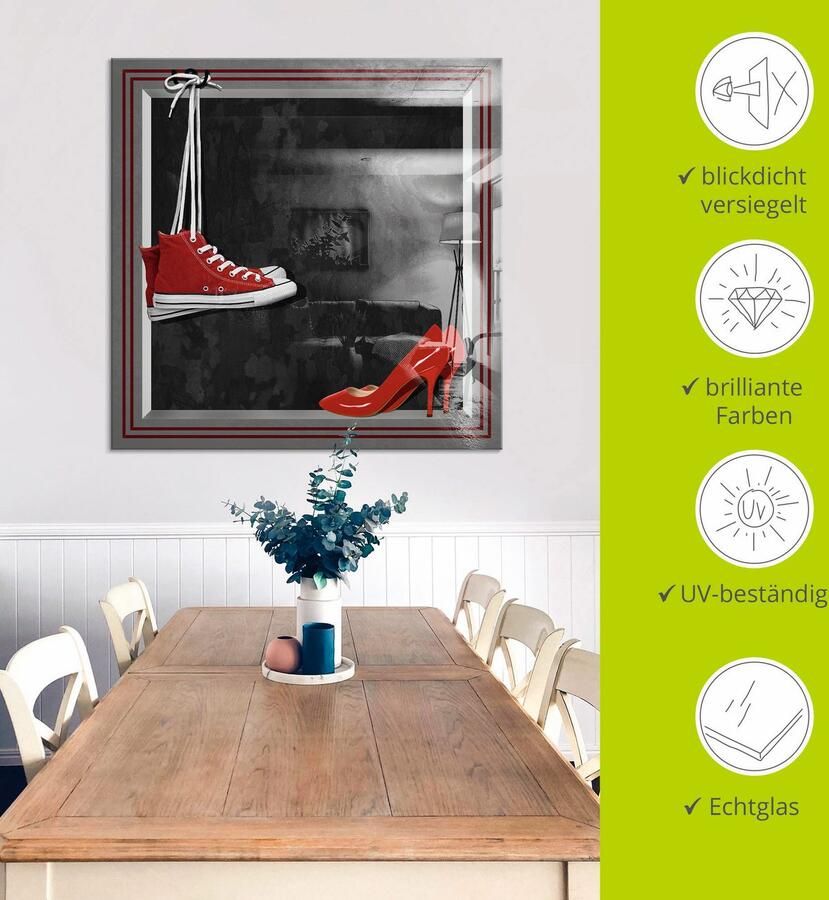 Artland Print op glas De rode schoenen in verschillende maten - Foto 5