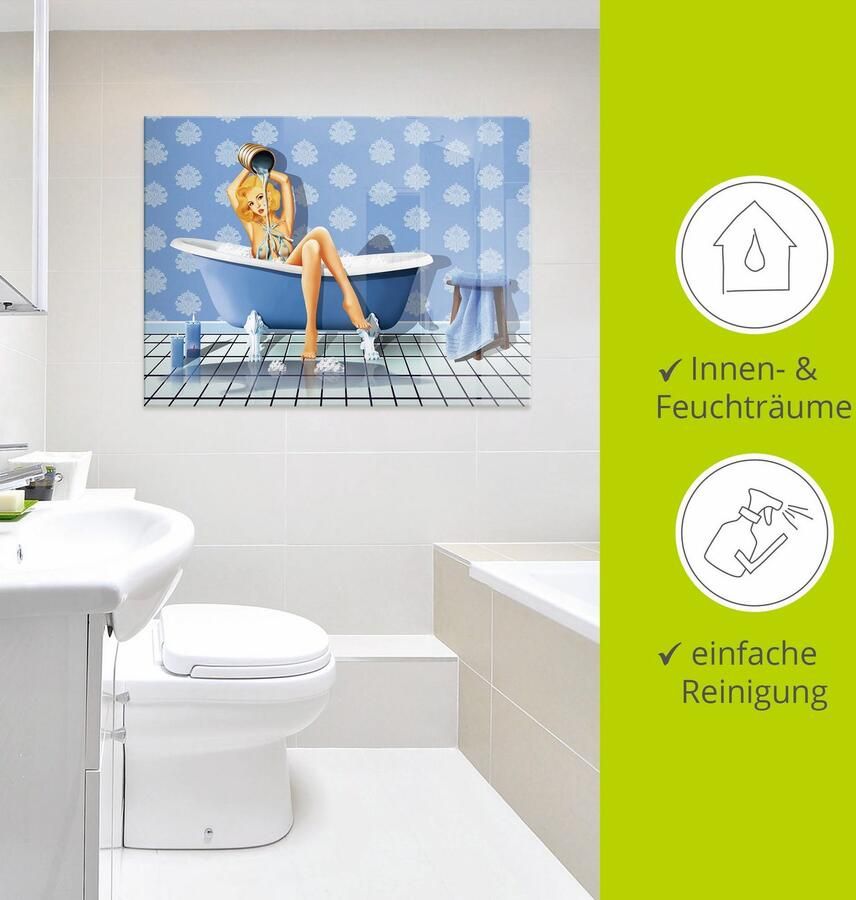 Artland Print op glas De sexy blauwe badkamer - Foto 4