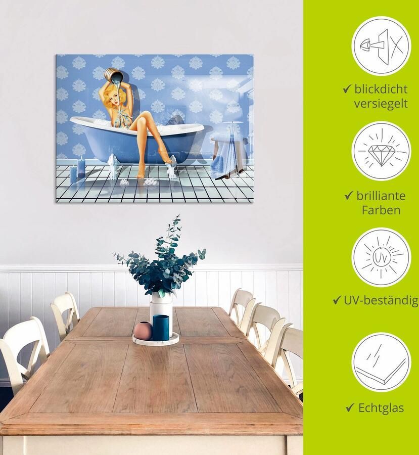 Artland Print op glas De sexy blauwe badkamer - Foto 5