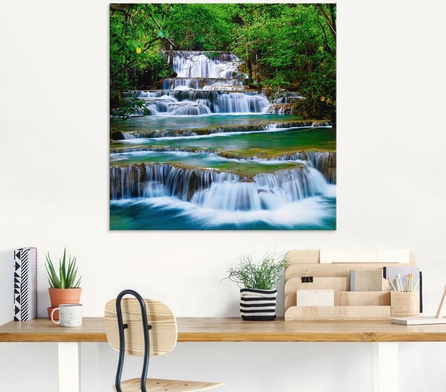 Artland Print op glas Diep bos waterval in verschillende maten - Foto 5