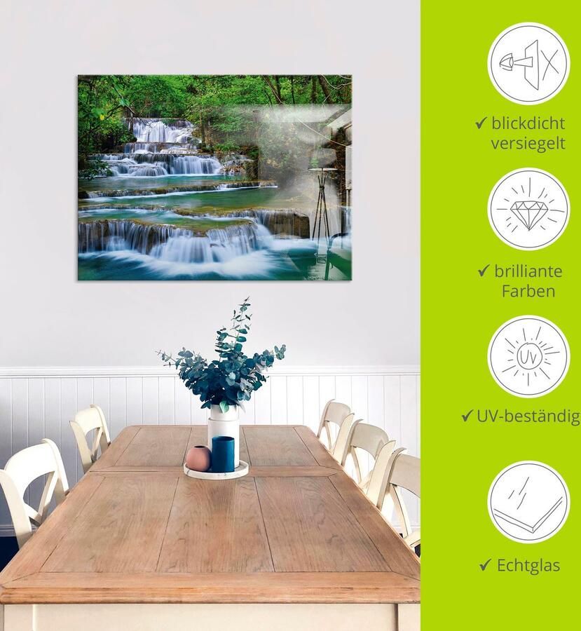 Artland Print op glas Diep bos waterval in verschillende maten - Foto 4