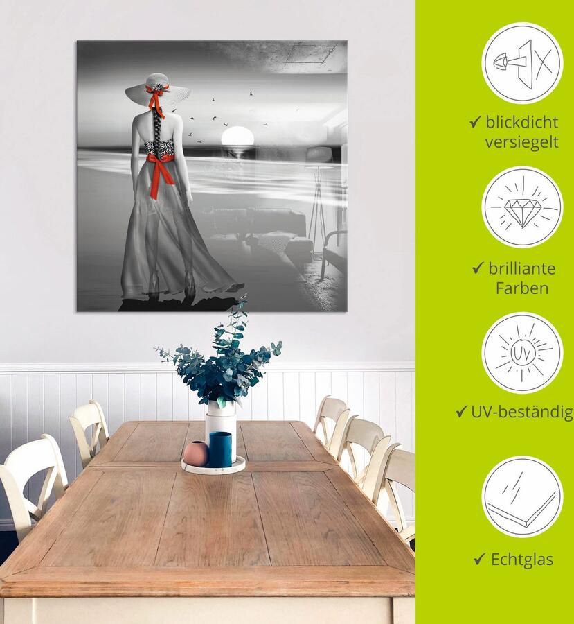 Artland Print op glas Een blik terug op de zee - Foto 4