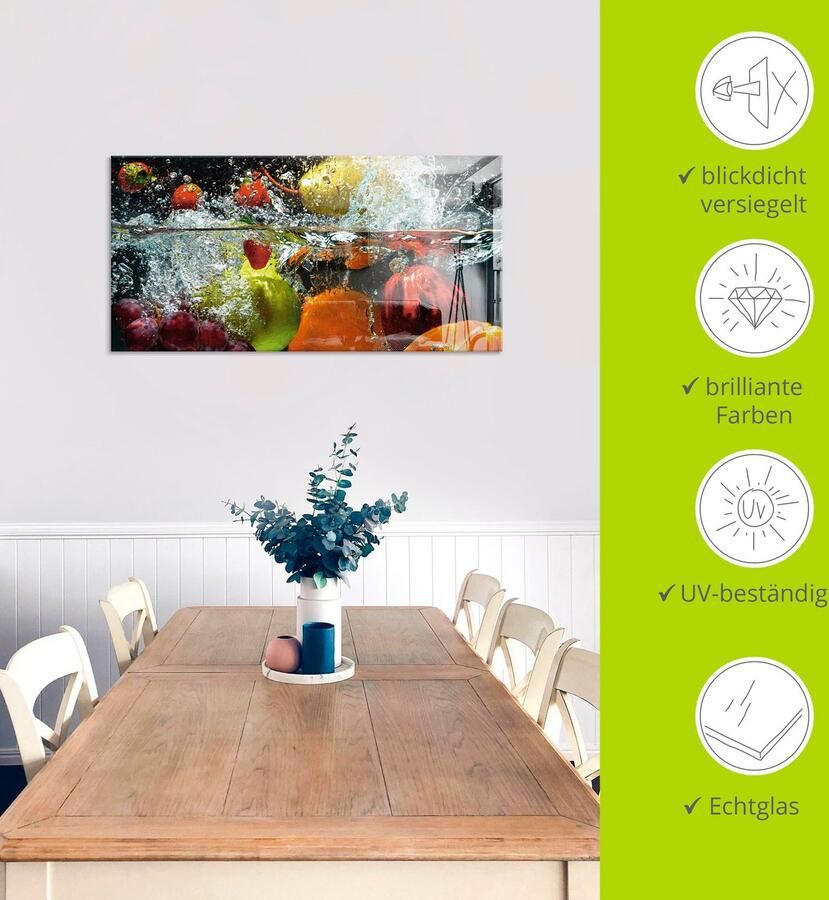 Artland Print op glas Fruit in opspattend water - Foto 3