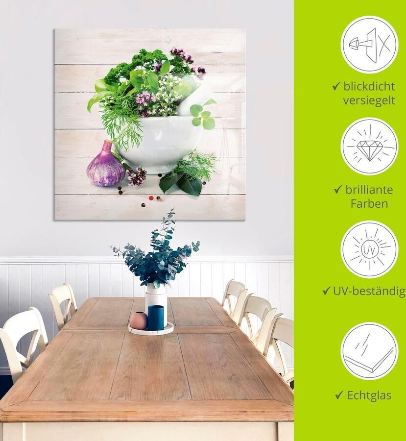 Artland Print op glas Geneeskrachtige kruiden op witte achtergrond keuken - Foto 3